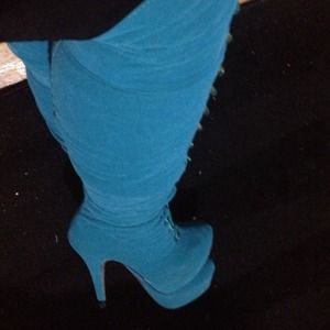 New turquoise suede boots