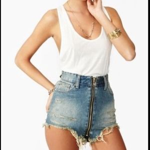 RESERVED:UNIF drifter cutoff denim shorts with zip