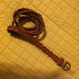 J.Crew Braided Leather Skinny Belt