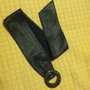 Brown Pleather Wide Belt