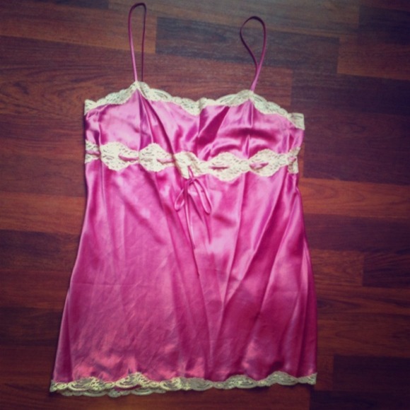 Pink and cream satin night gown-Victoria's Secret