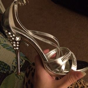 Silver diamond shoes
