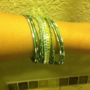 Green Sparkly Bangles