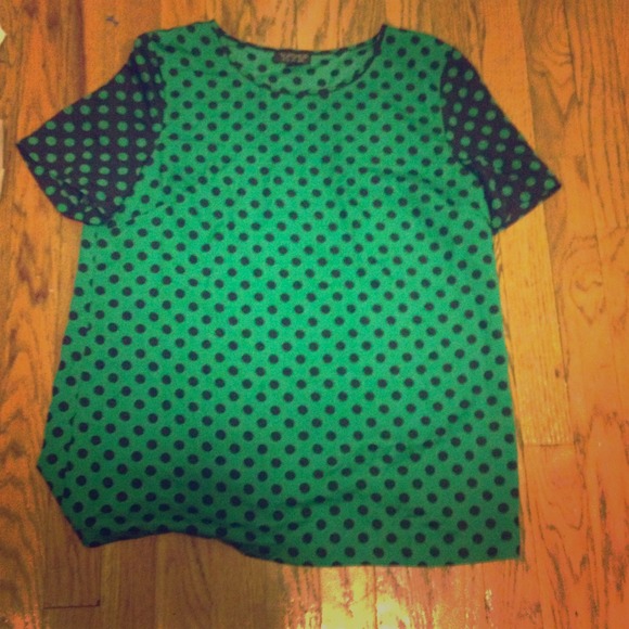 Black and green polka dot topshop top.