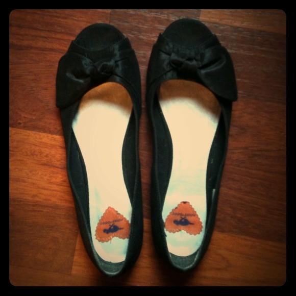 **Traded***Dupioni silk open toed flats.