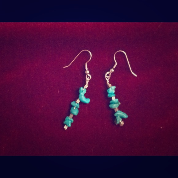 Turquoise handmade earrings - silver accents