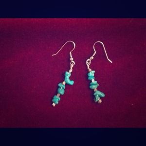 Turquoise handmade earrings - silver accents