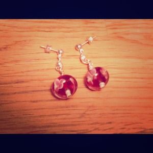 Pink glass bead earrings