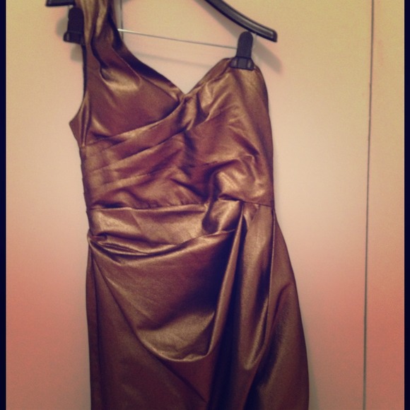 Gold 1 shoulder Robert Rodriguez dress - Picture 1 of 4