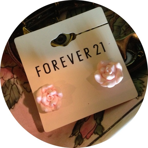 Pink rose earrings
