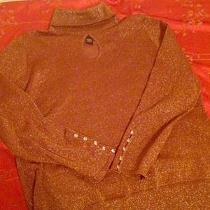 Bronze metallic turtle neck sweater