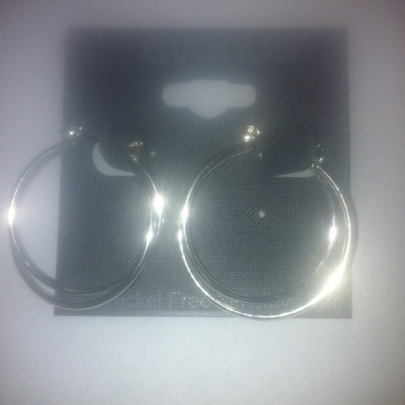 Avenue Criss Cross Silver Hoop Earrings