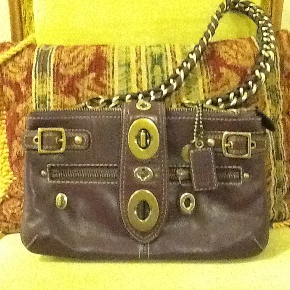 Price reduced -Coach purple leather shoulder bag