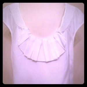 Lela Rose white cap sleeve blouse