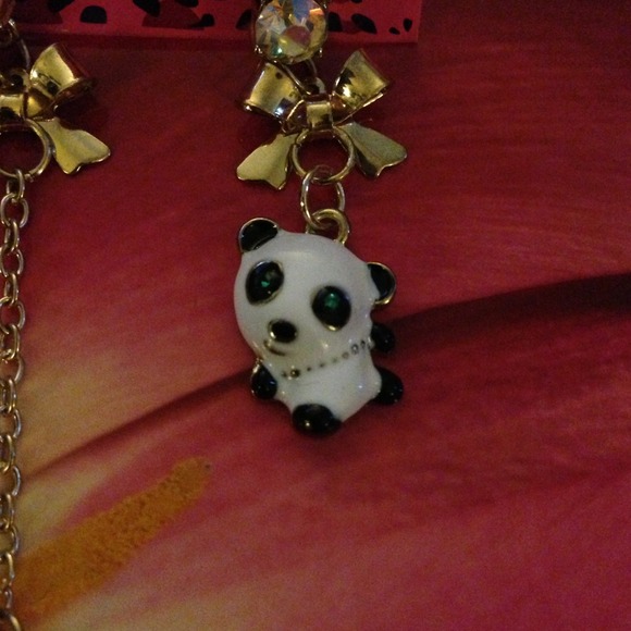 { Betsey Johnson Panda} Bamboo Asymmetric Earrings - Picture 2 of 4