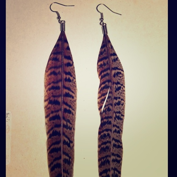 Long Falcon Feather Earrings