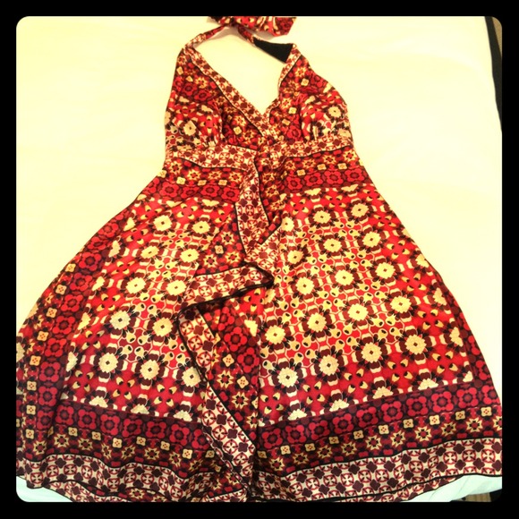 Size 12 I.N Studio multi silk halter dress🌹SALE🌹