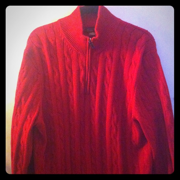 REDUCED! MICHAEL KORS MENS RED CABLE KNIT SWEATER - Picture 1 of 4