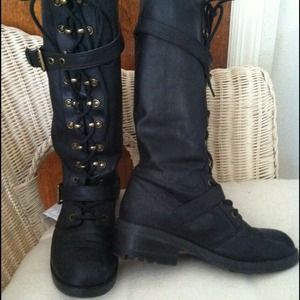 Below the knee military looking boots