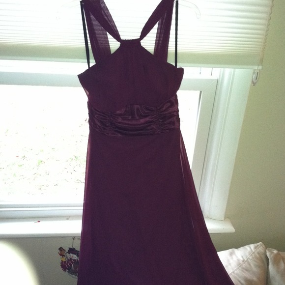Deep red/plum sexy halter dress