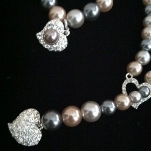 Rhinestone Pearl Necklace Multi-Colored