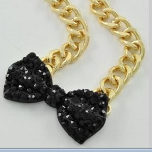 SOLD******Bow-tie black rhinestone necklaces