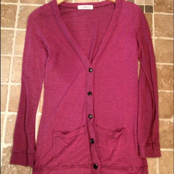 Pink & black striped thin lightweight cardigan
