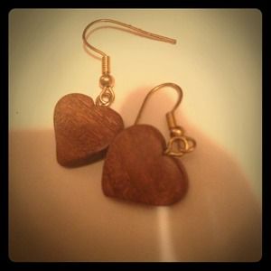 Wooden heart earrings
