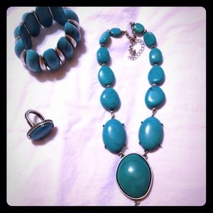 Turquoise Stone Necklace Set