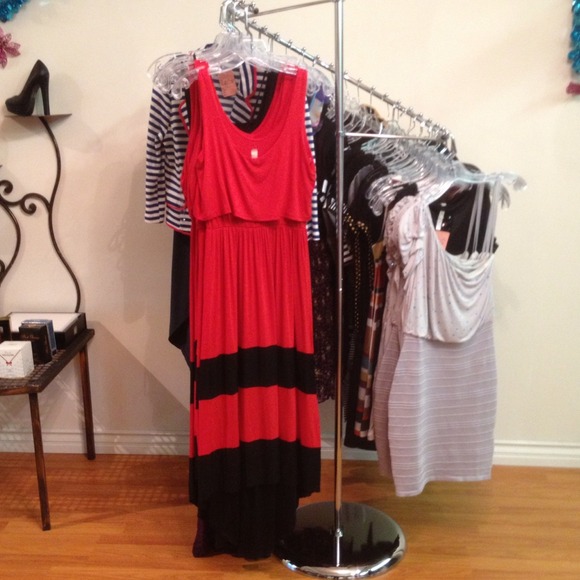 Brand new long red and black dress