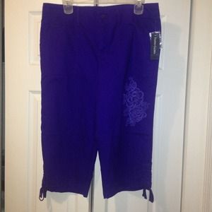 Purple potion Embroidered linen capri