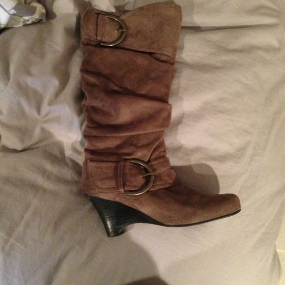Brown suede boots