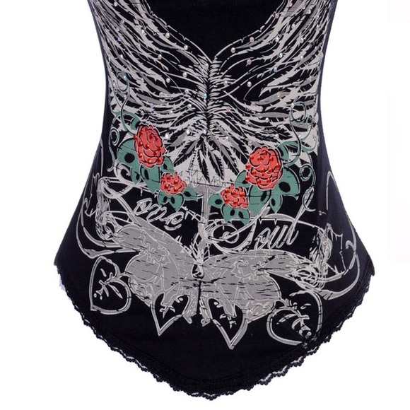 New - Eagle Printed Rhinestones Corset - Picture 2 of 4