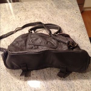 Puter grey leather deux lux handbag