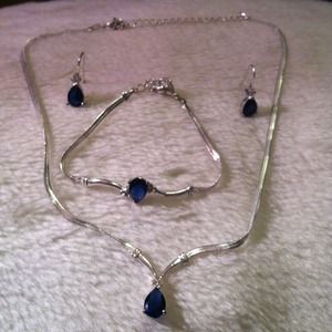 3 piece set sapphire jewelry