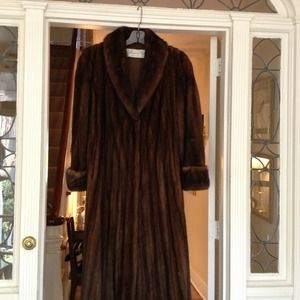 Full length shawl collar mink coat
