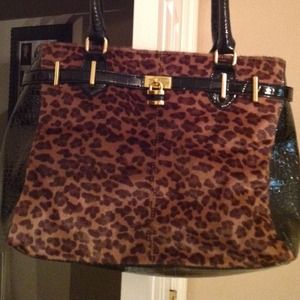 Reserved Leopard and Croc patent tote by Apt. 9