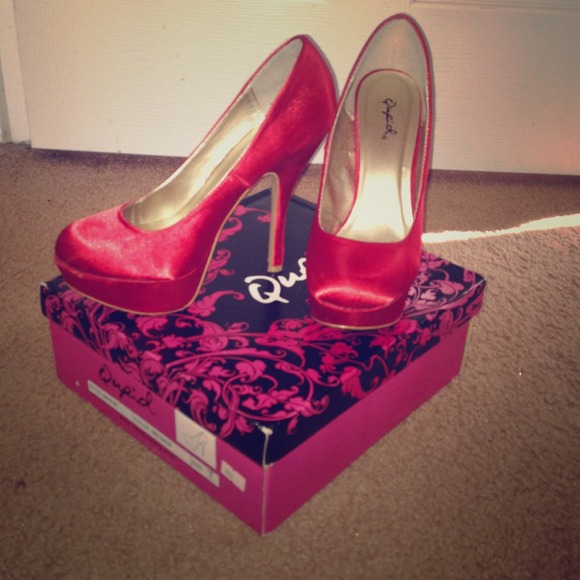 Red Satin Heels