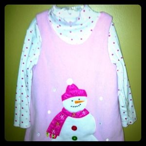 3t Bonnie jean fleece snowman dress with shirt