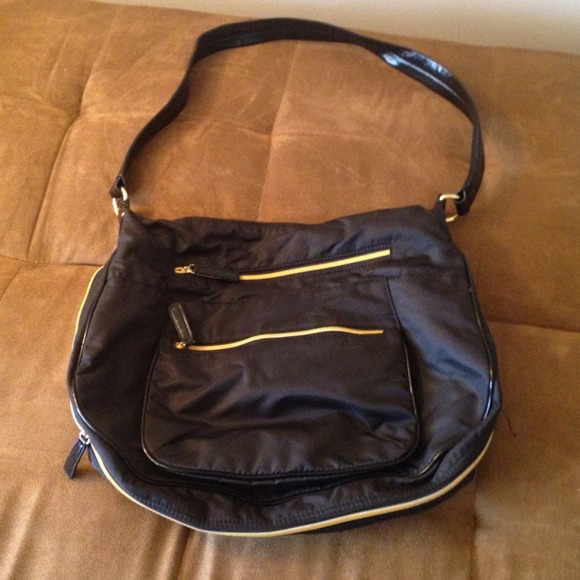 Large Black Bag with Gold Zippers