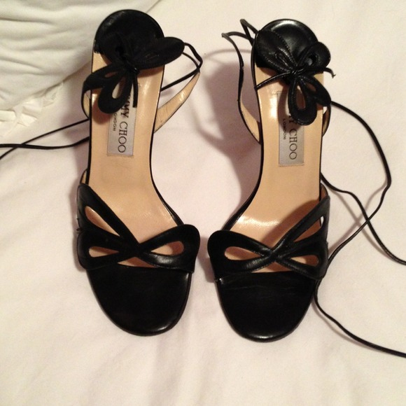 REDUCED! Jimmy Choo black leather strappy heels