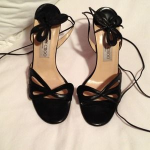 REDUCED! Jimmy Choo black leather strappy heels