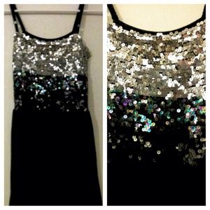 Black sequin knit dress