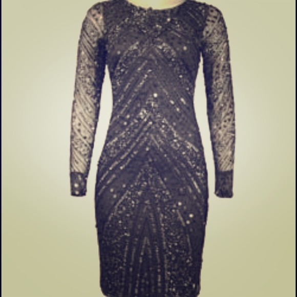 Black Sequin Illusion Dress - Picture 1 of 2
