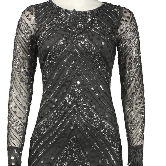 Black Sequin Illusion Dress - Picture 2 of 2