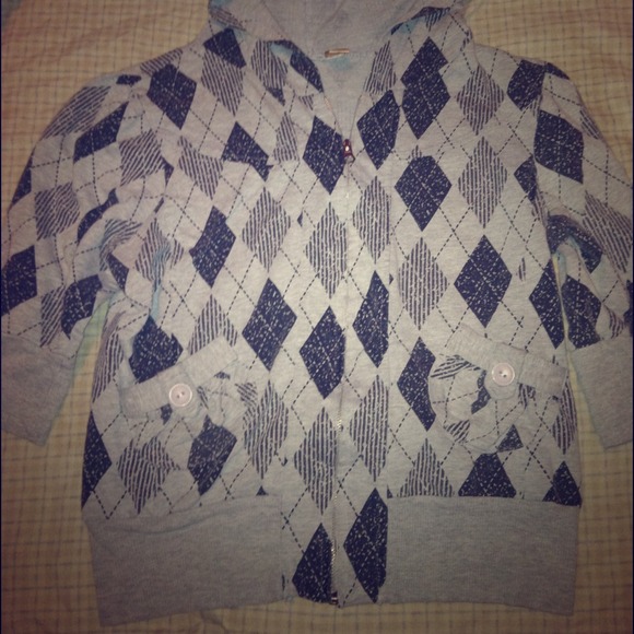 Black and grey hooded cardigan