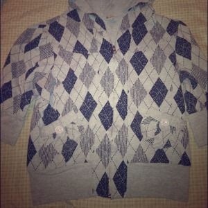 Black and grey hooded cardigan