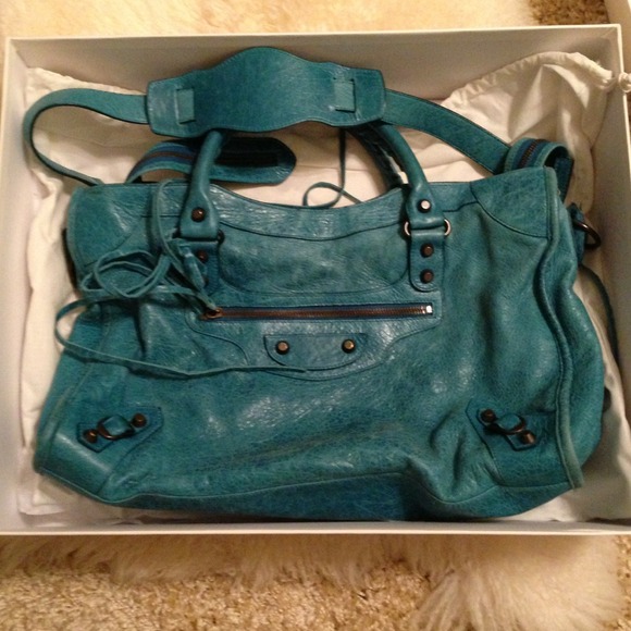 Balenciaga Handbags - SOLD!! Balenciaga Motocycle City turquoise