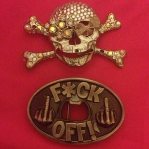 2 HOT TOPIC BELT BUCKLES