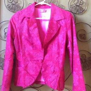 OILILY SUIT JACKET.  Silk, bright fushia